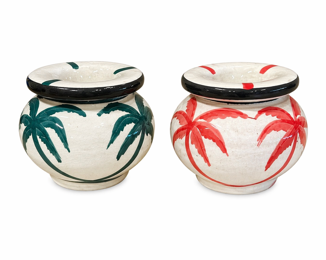 Marokkaanse asbak van aardewerk met palmdecor – handgemaakt, Ø 9,5 cm