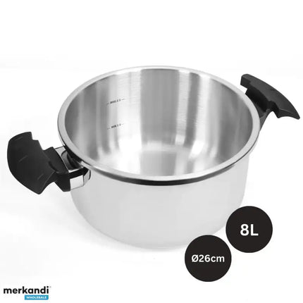 Royalty Line RL-26PS8L Snelkookpan – 8 Liter – Ø 26 cm – RVS – Met Stoommand en Veiligheidssluiting