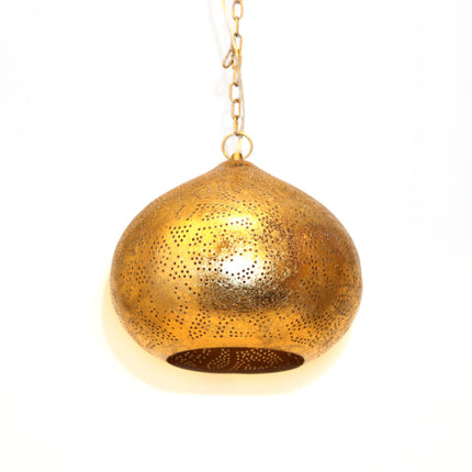 Oosterse hanglamp filigrain stijl Pompoen vintage goud XS