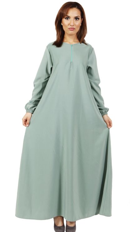 Abaya Comfort – lichte abaya met blinde rits aan de hals, maat XS t/m 2XL – foto 3