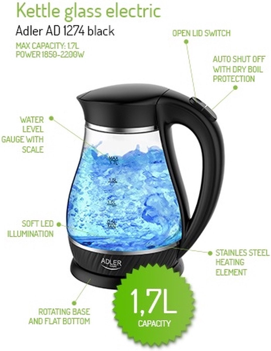 Kettle - black - 1.7 liters