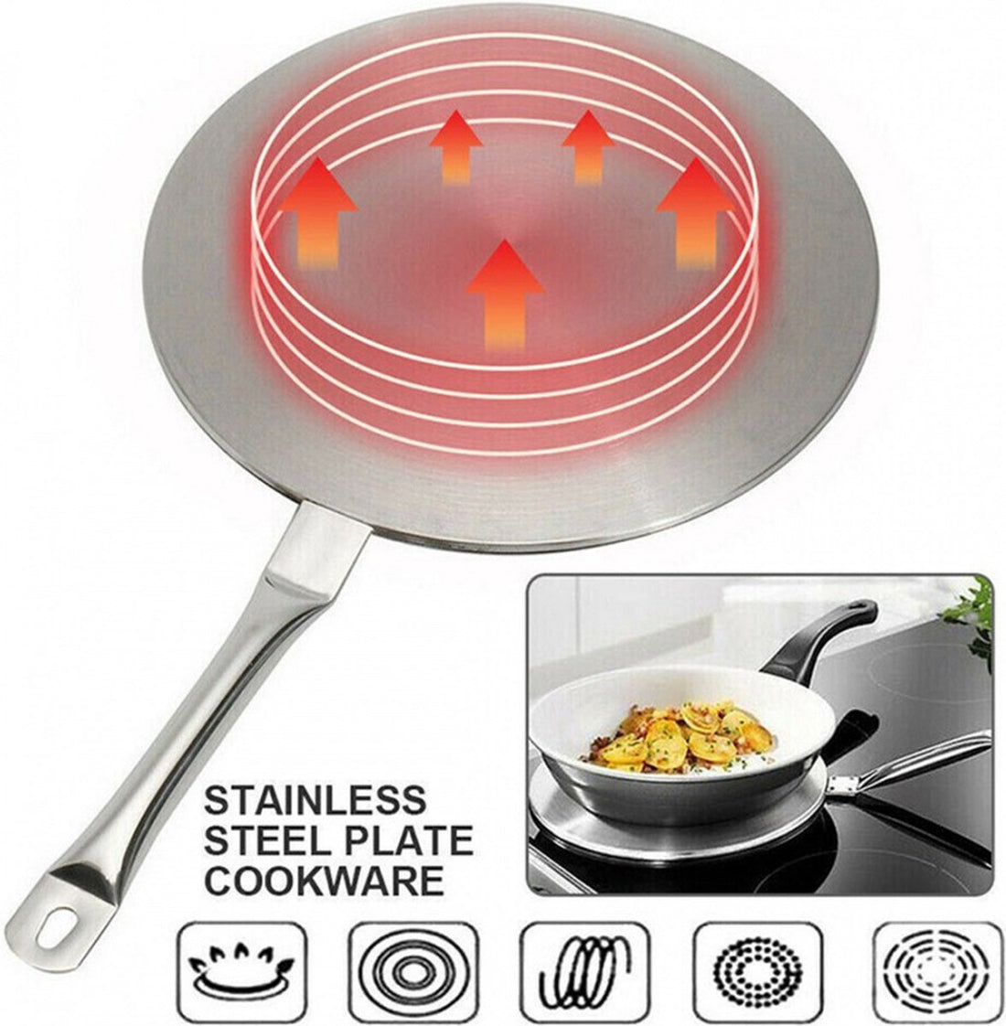Induction adapter XL - Stainless steel induction adapter plate 28 cm - Induction converter