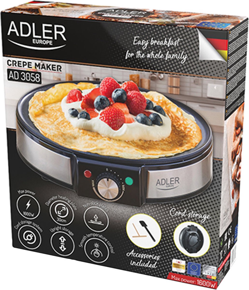 Adler Crêpe Maker - Electric - ⌀30cm