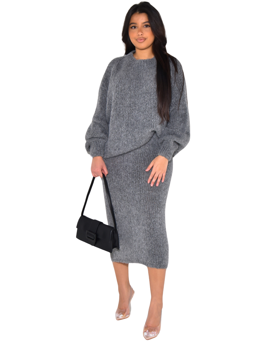 Amaya Twinset – Oversized Sweater & Long Skirt – 100% Wool