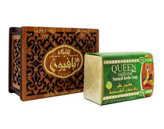 AL Malika herbal soap in a wooden box