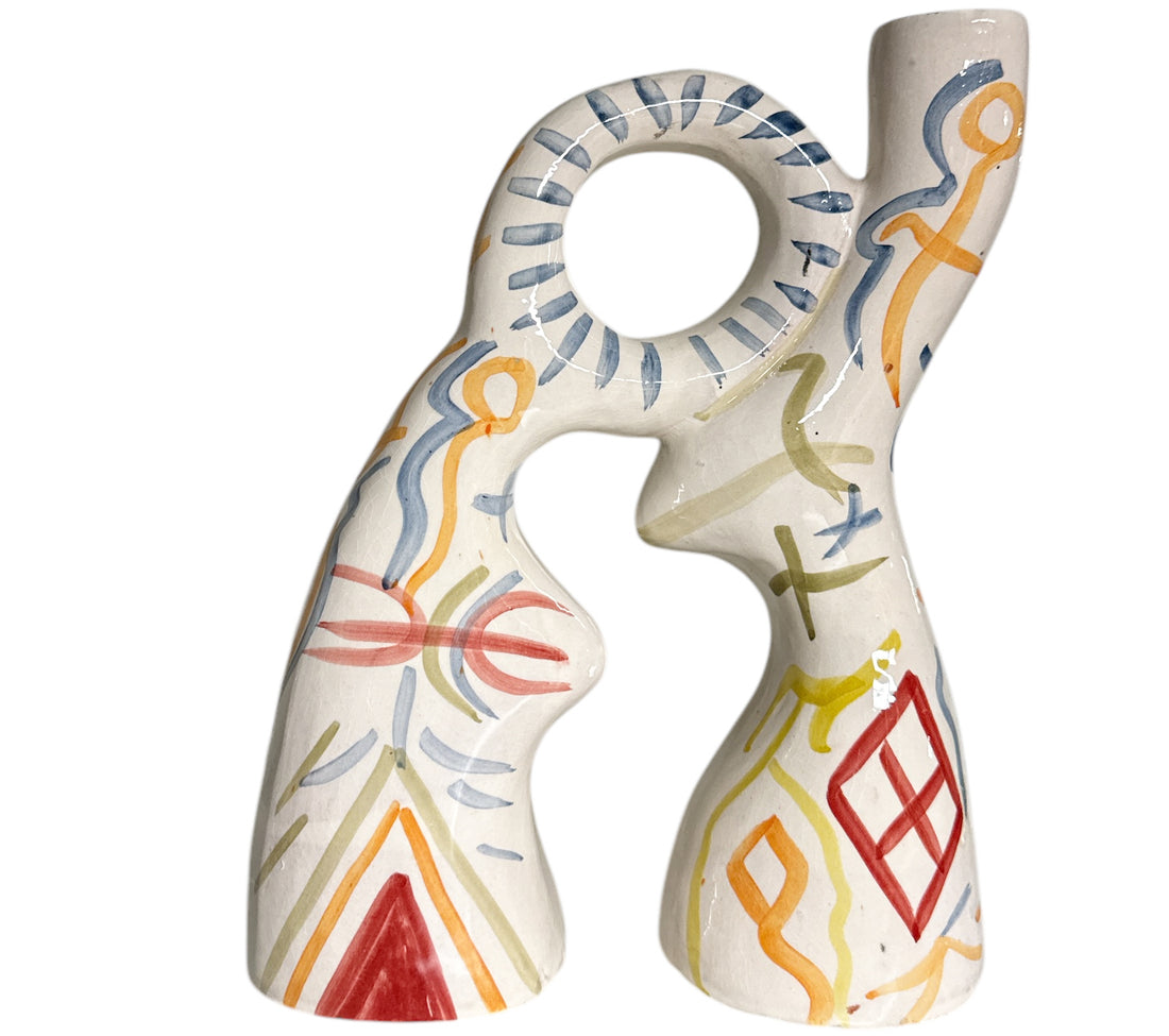 Handgemaakte Marokkaanse vaas met Amazigh design – handbeschilderd keramiek