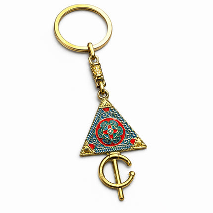 Amazigh Fibula Schlüsselanhänger (Tazerzit) – Marokkanisches Symbol – Goldfarbenes Metall