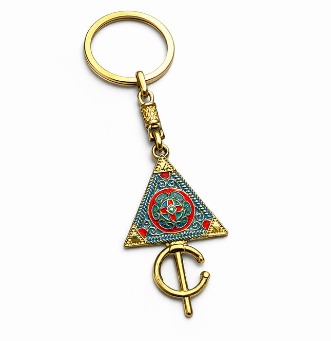 Amazigh Fibula Schlüsselanhänger (Tazerzit) – Marokkanisches Symbol – Goldfarbenes Metall