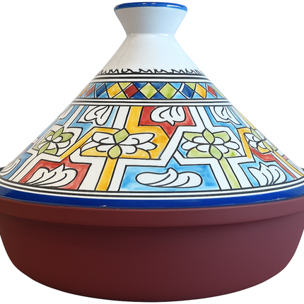 Tajine 30 cm – Marokkaans Handgeschilderd – Keramiek & Aluminium – Andalusisch Mozaïekdesign