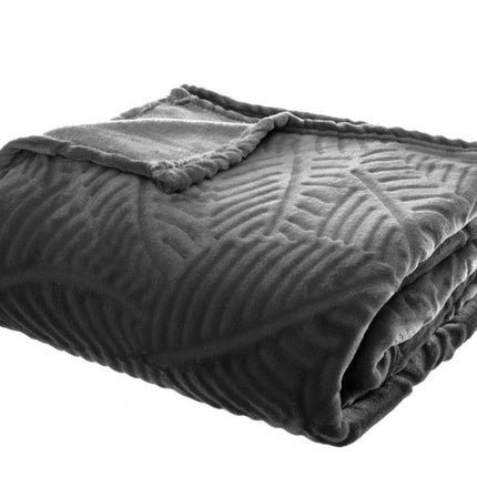 Plaid Anthrazit mit Palmenmotiv XL – 240×220