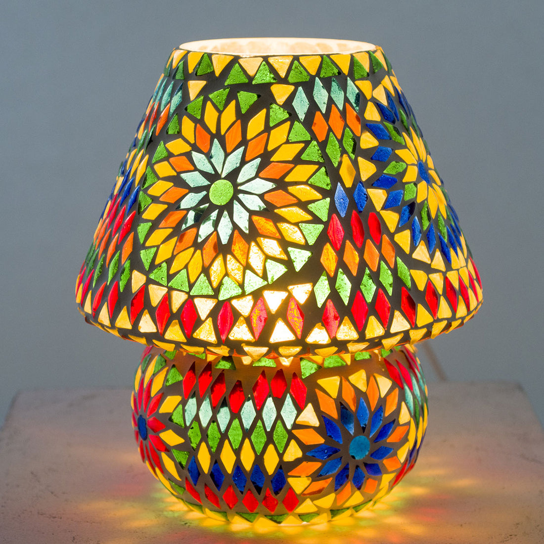 Arabic Mosaic Table Lamp | Moroccan Lamp, Multicolored