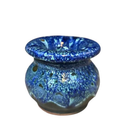 Marokkaanse Asbak Ø7,5 cm – Handgemaakt Keramiek met Deksel – Blauw Glazuur