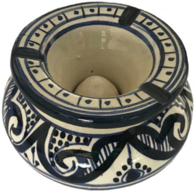 Cendrier XL bleu et blanc