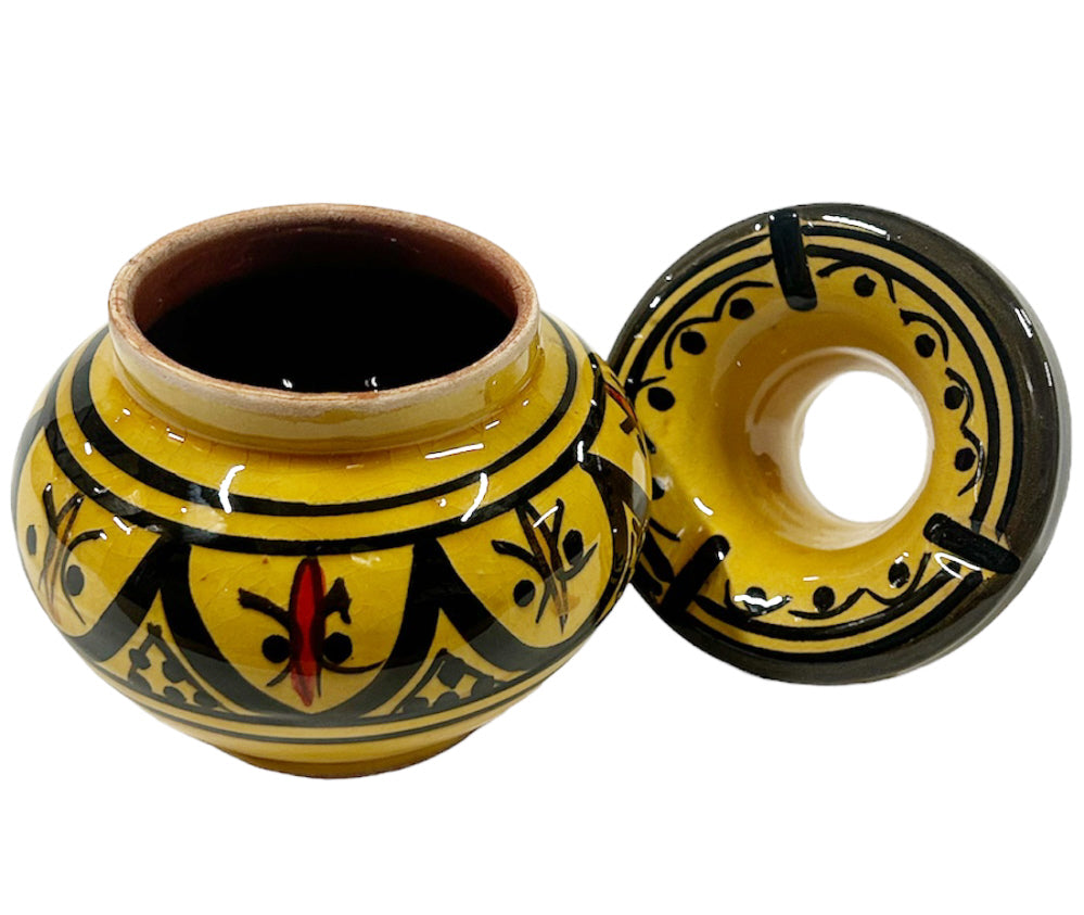 Cendrier marocain en céramique jaune