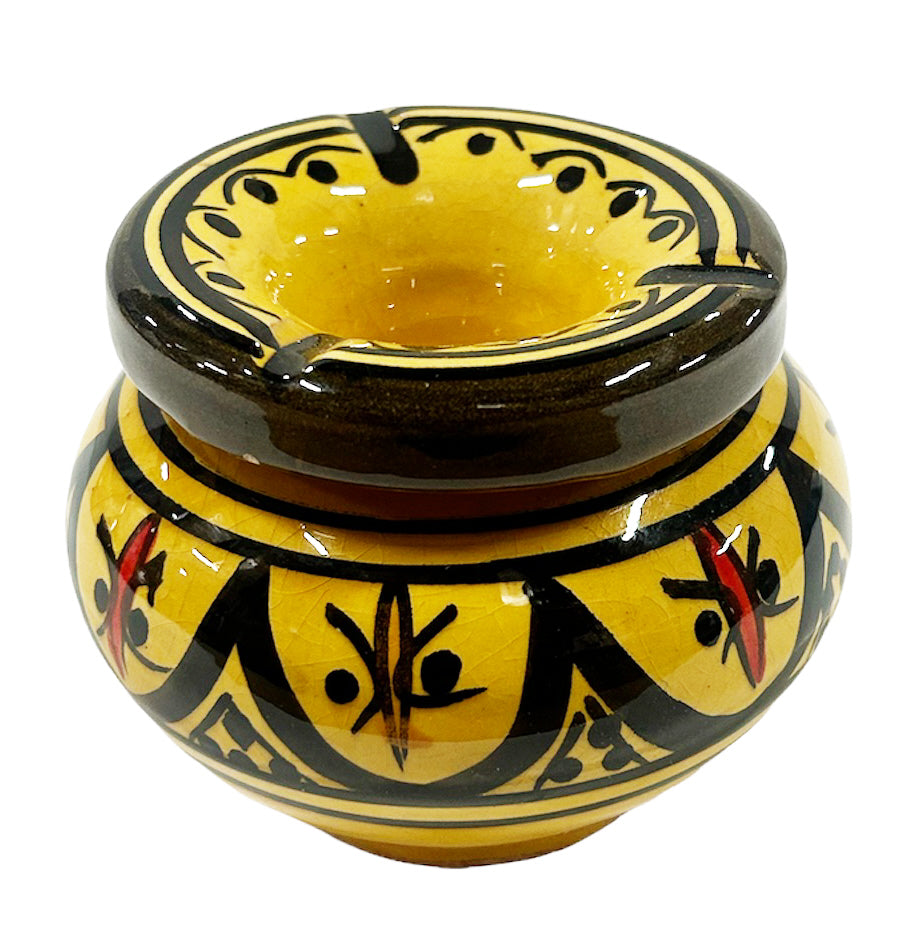 Cendrier marocain en céramique jaune