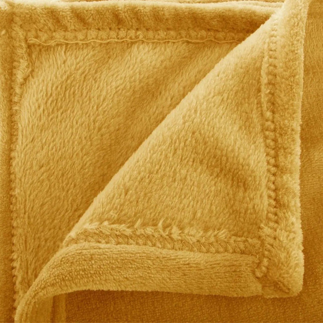 Atmosphera - Plaid - Fleece - Ockergelb - 130 x 180 cm