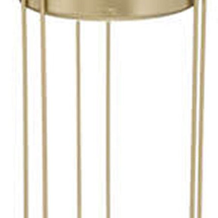 Plantenpotten 2x op metalen standaard goud - D18 x H41/D21 en H58 cm