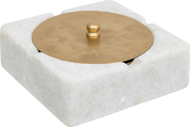 Aschenbecher Tropical Boudoir Marmor/Metall 15x5cm - Weiß/Gold