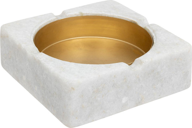 Aschenbecher Tropical Boudoir Marmor/Metall 15x5cm - Weiß/Gold