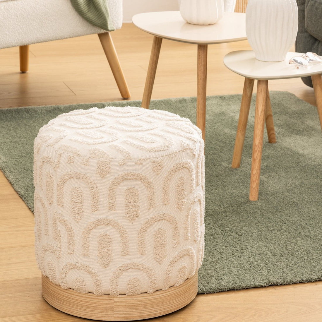 Pouf Copas Atmosphera - Ø38xH38 cm - Repose-pieds - Blanc