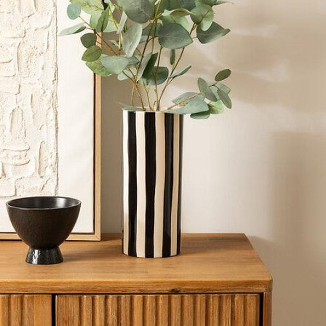 Vase en céramique Edric Ø13xH30 cm - Noir