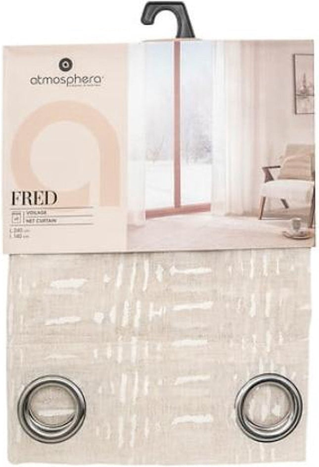 Atmosphera Fred Vorhang bedruckt 140x240cm - Fertiggardine mit Ösen - Beige