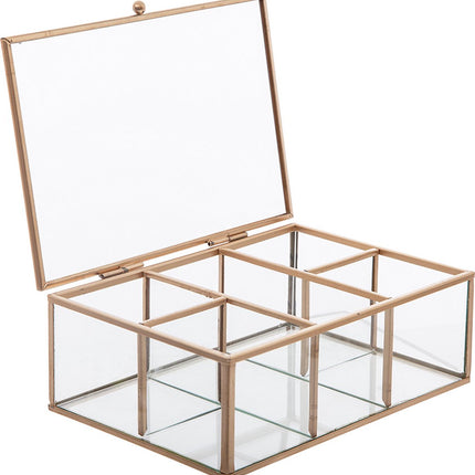 Glazen sieradenbox gouden frame - Sorteervakken
