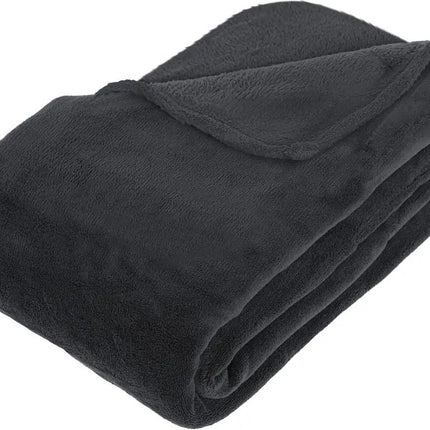 Atmosphera Grote Fleece bank deken/fleece plaid - antraciet - 180 x 230 cm
