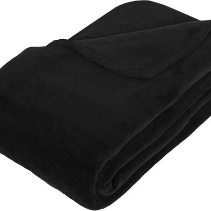 Atmosphera Grote Fleece bank deken/fleece plaid - zwart - 180 x 230 cm