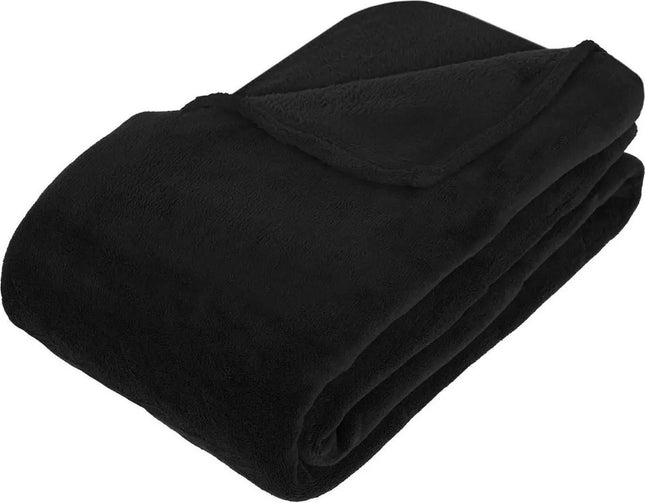 Atmosphera Große Fleece-Sofadecke/Fleeceplaid - schwarz - 180 x 230 cm