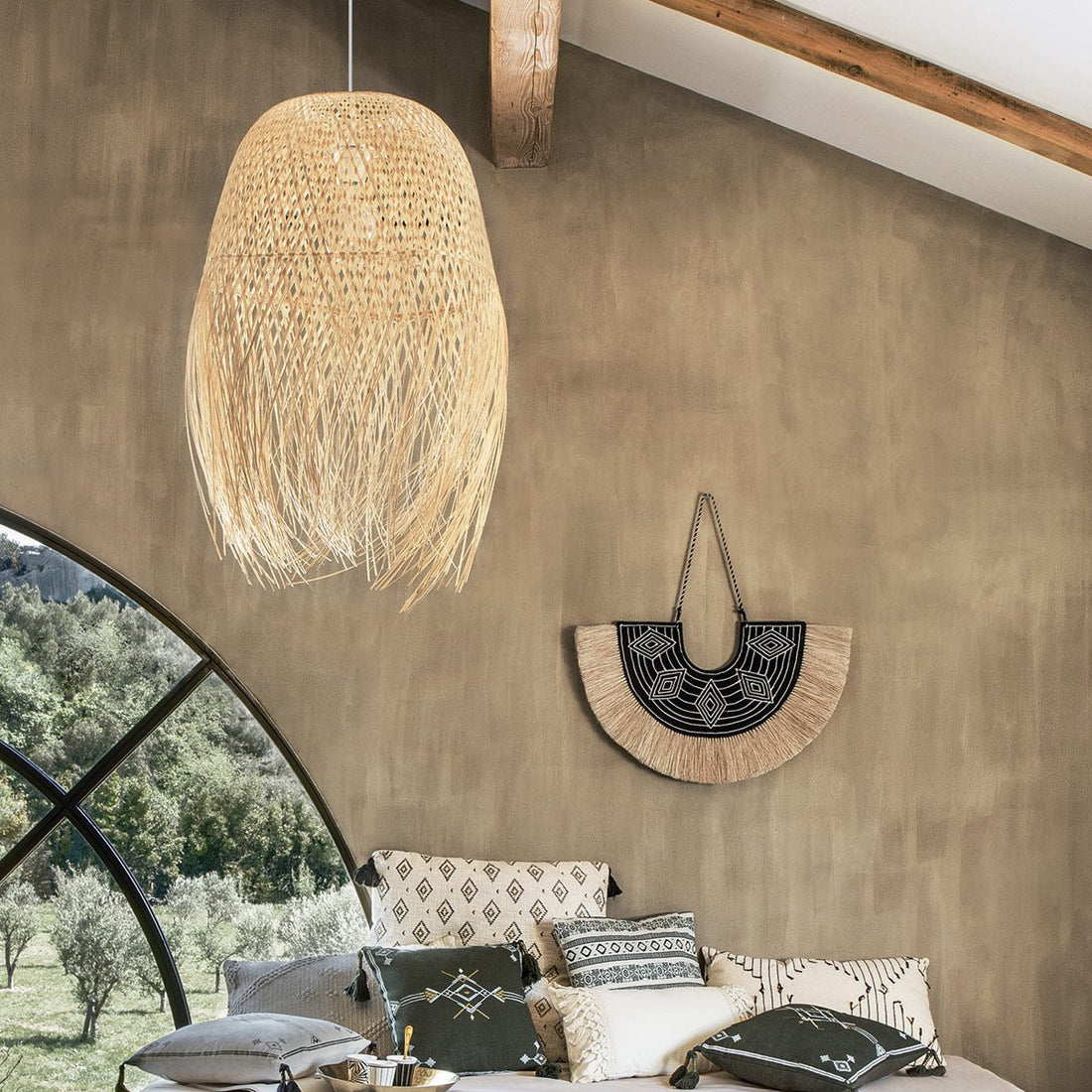 Atmosphera Pendant Light Elis - E27, not included - Ø40xH60cm - Natural