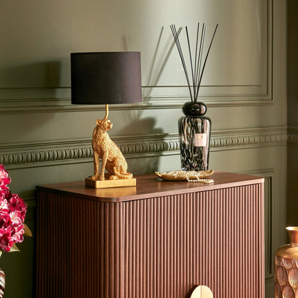 Atmosphera Luipaard Gepi Tischlampe - Ø25xH48cm - Schwarz/Gold