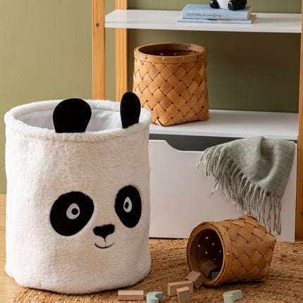Atmosphera Panda Faltkorb - Aufbewahrung - Ø35xH40cm - Schwarz/Weiß