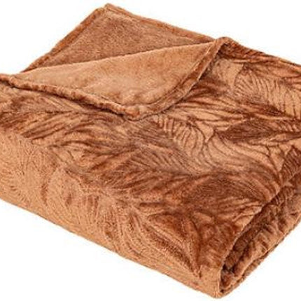 Plaid - Terracotta - Fleece-plaid met palmblad patroon - Deken - 180x230cm