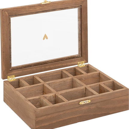 Sieradendoos hout - 13 compartimenten