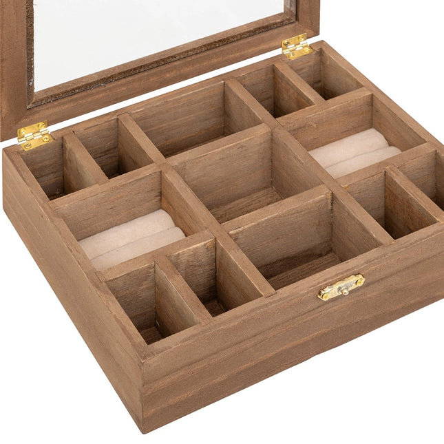 Sieradendoos hout - 13 compartimenten