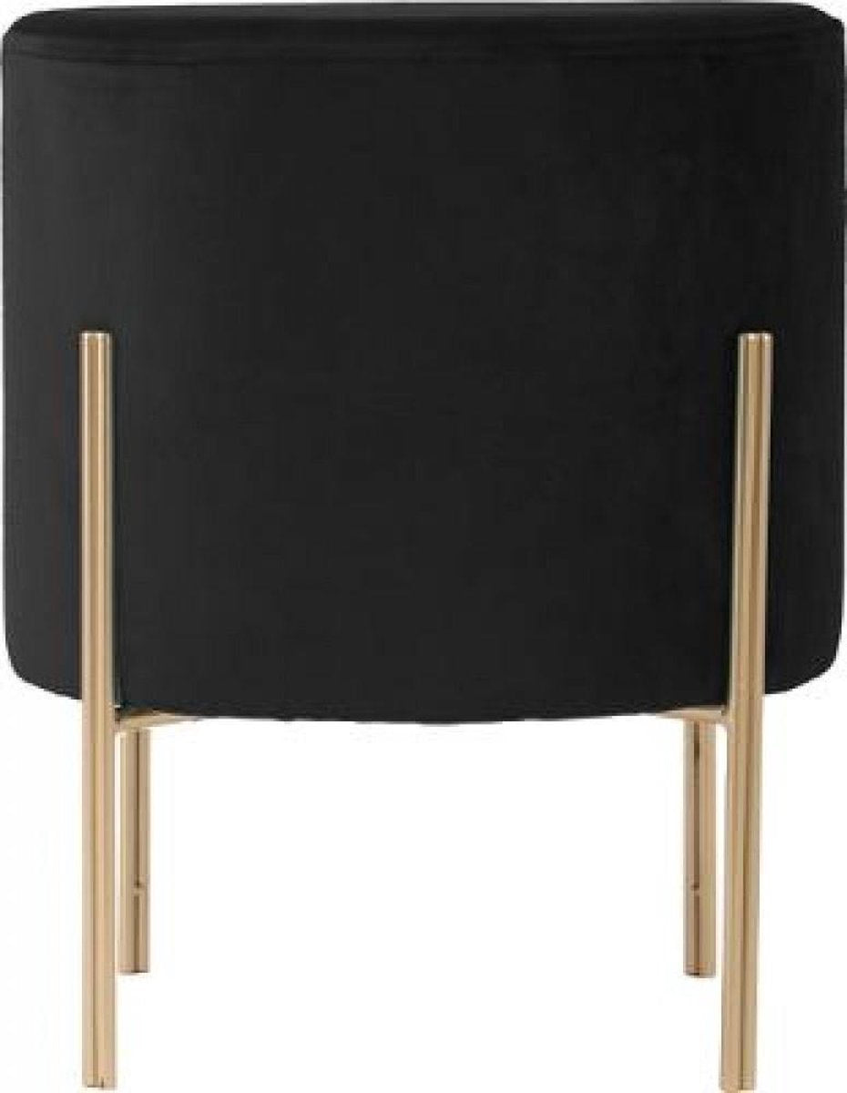 Black velvet pouffe with gold legs - Stool - Velvet - Velour