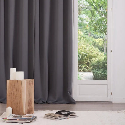 Atmosphera Verdunkelungsvorhänge - 2er Set - B135 x L240 cm - Dunkelgrau - Faltenband - mit Ösen - fertig zum Aufhängen