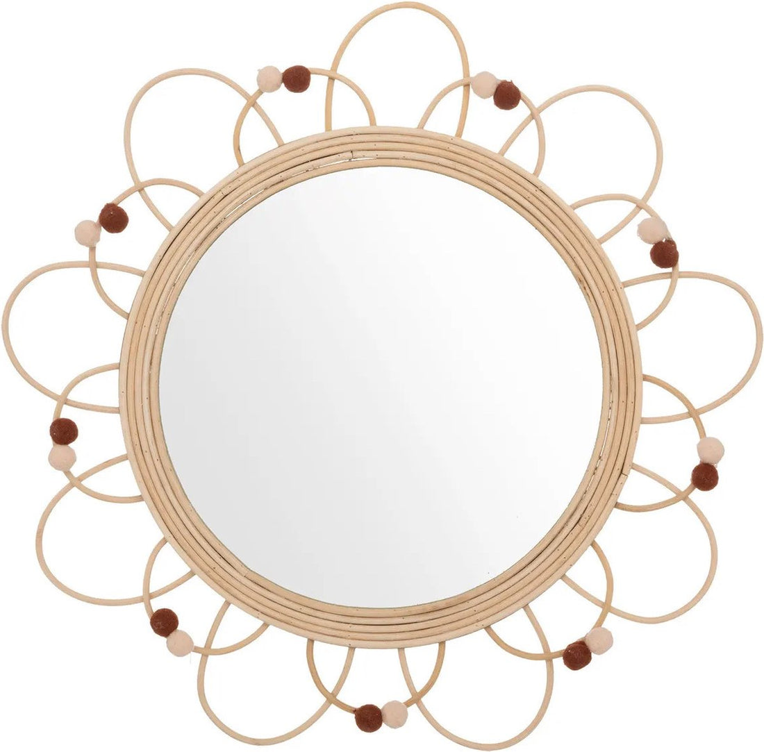Miroir mural - fleur - rotin - D38 cm - miroir bohème/boho