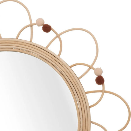 Wandspiegel - Blume - Rattan - D38 cm - Bohemian/Boho-Spiegel