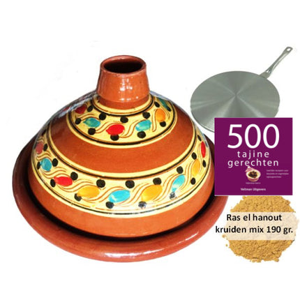 Tajine-Set Induktion, 4-8 Pers. Tajine, 190 g Gewürze, Kochbuch, Induktionsadapter