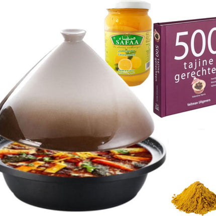 Cuilina Tajine-Paket -Kochbuch-Gewürze-eingelegte Zitronen - Geschenkpaket