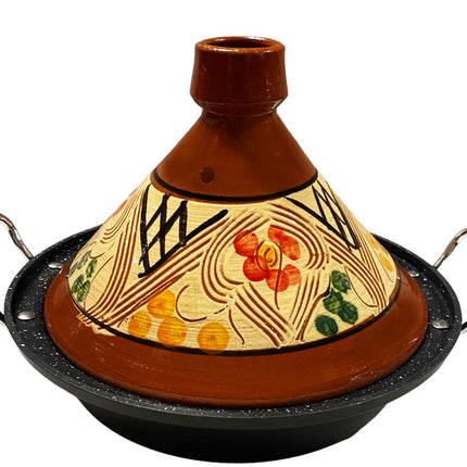 Tajine Steingut und Gusseisen Induktion | Griffe | Geeignet für 4-8 Personen - Alle Herdarten | Ø 30cm