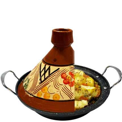 Tajine Steingut und Gusseisen Induktion | Griffe | Geeignet für 4-8 Personen - Alle Herdarten | Ø 30cm