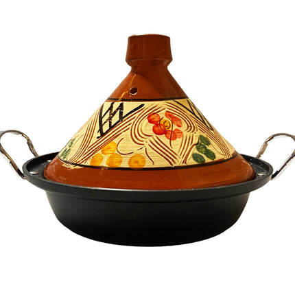 Tajine Steingut und Gusseisen Induktion | Griffe | Geeignet für 4-8 Personen - Alle Herdarten | Ø 30cm