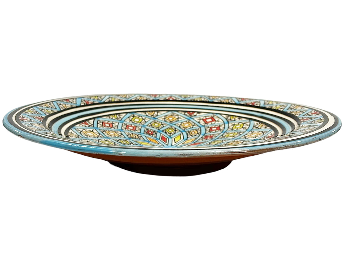 Earthenware bowl 35 cm turquoise blue with various colors