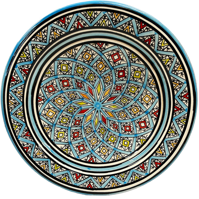 Schale Steingut 35 cm türkisblau mit verschiedenen Farben