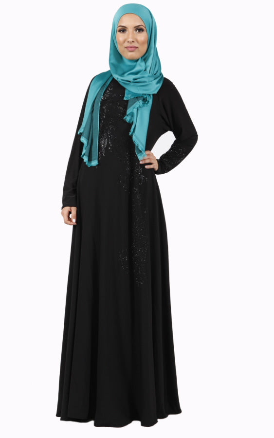 Arabic abaya – Arabische Dubai abaya met zwarte steentjes, A-lijn – foto 4