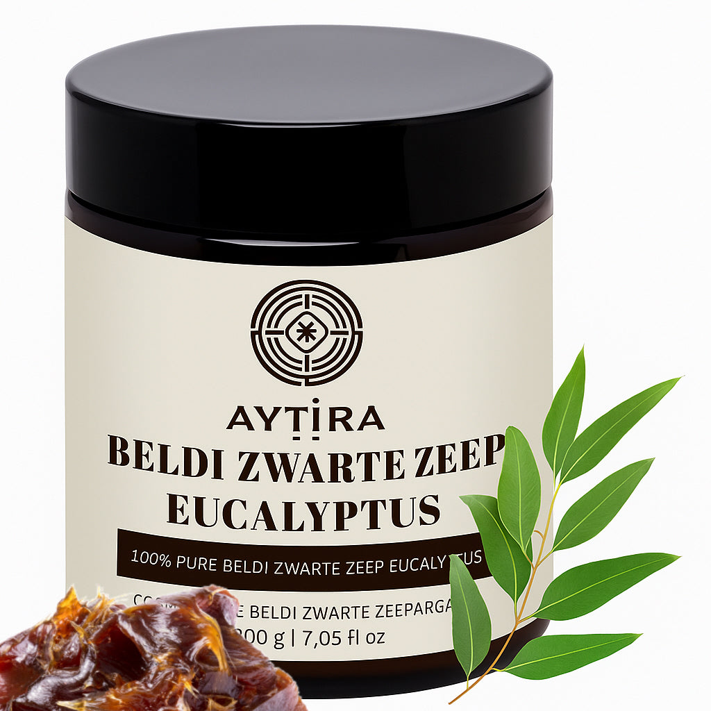 Aytira zwarte zeep eucalyptus (sabon beldi) – Marokkaanse hammamzeep, 200 g – foto 3