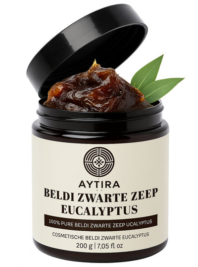 Aytira zwarte zeep eucalyptus (sabon beldi) – Marokkaanse hammamzeep, 200 g